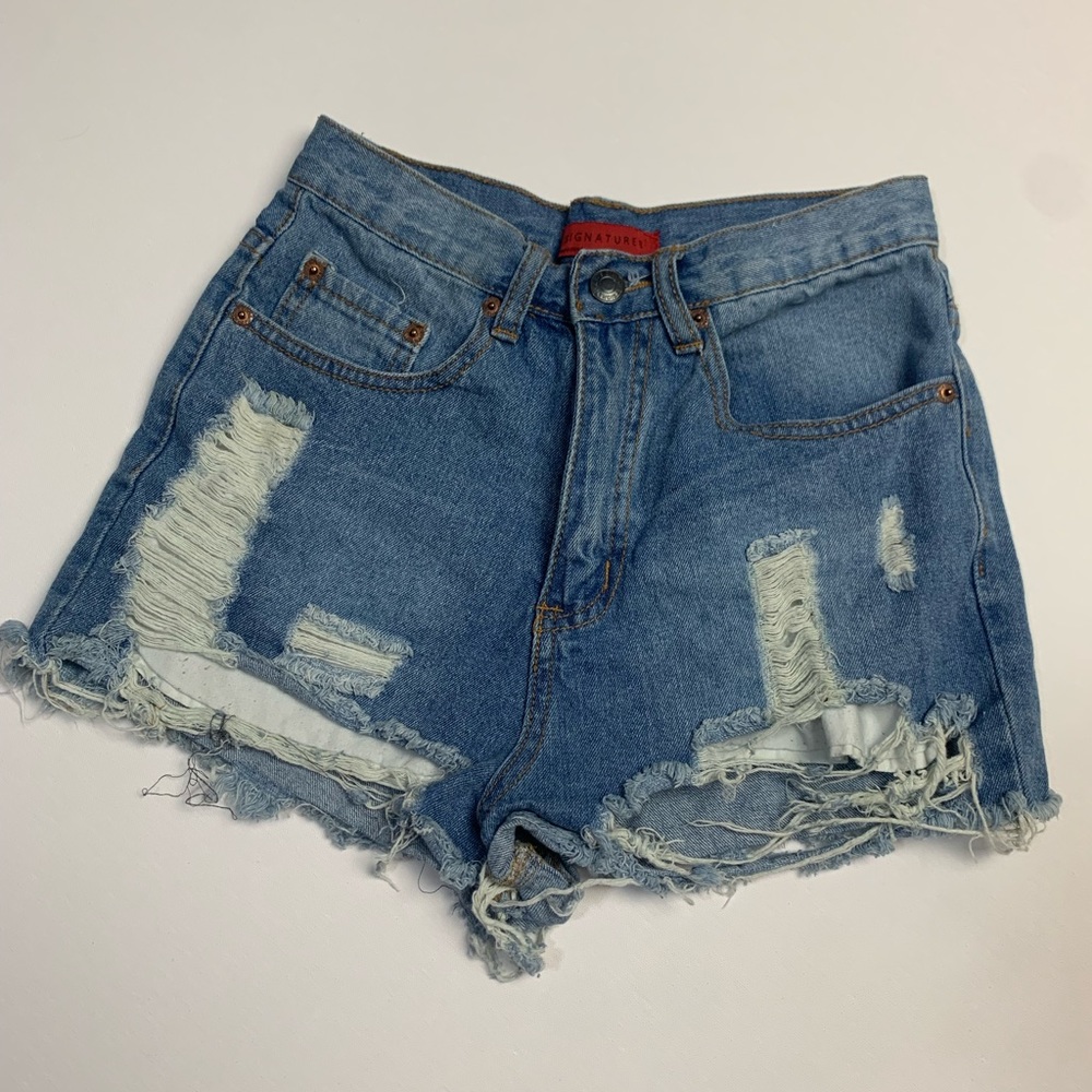 Signature8 Distressed Denim Shorts